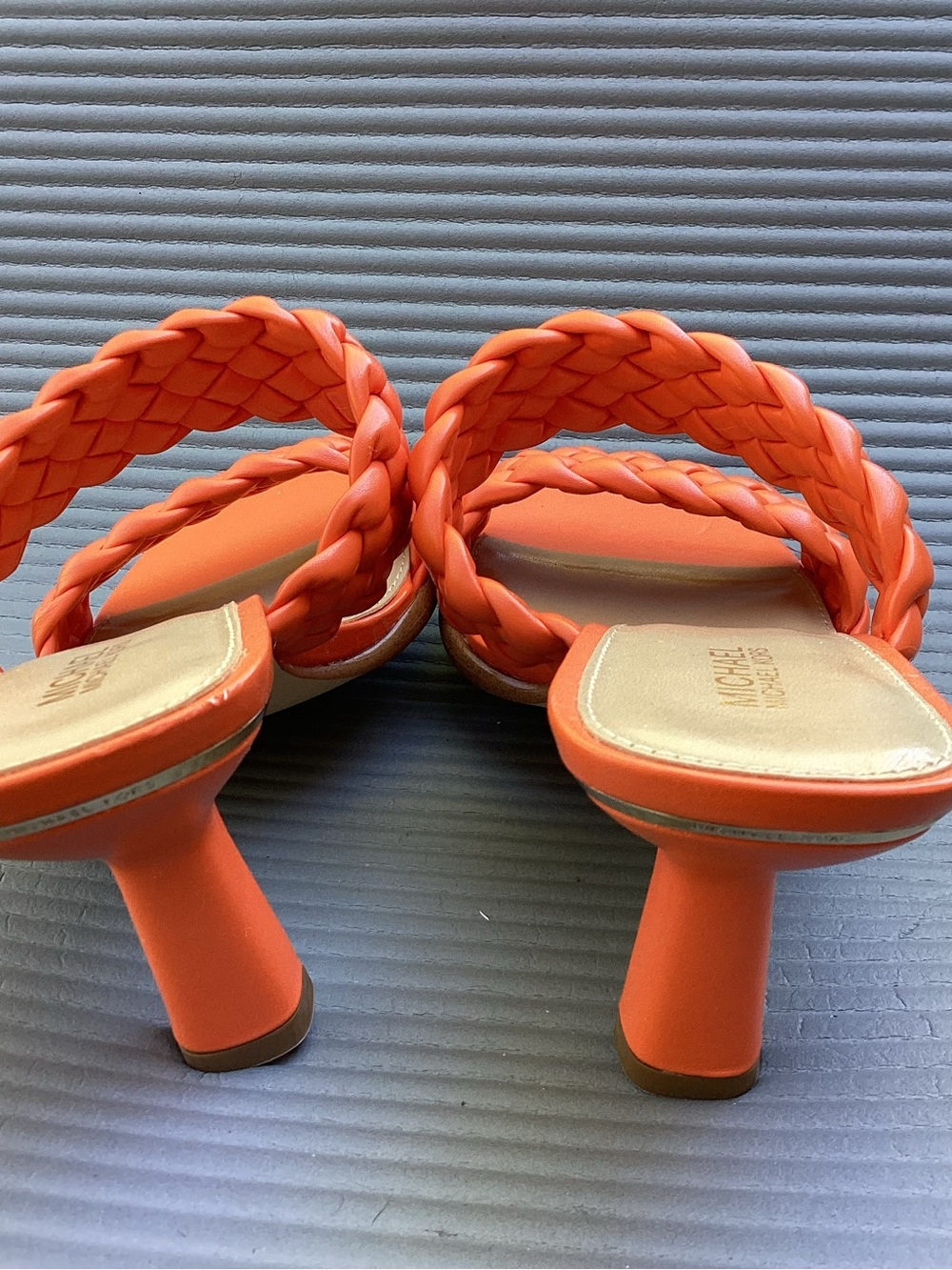 MICHAEL Michael Kors Braided Double-Strap Slide Sandals in Bright Orange NWOB - Picture 5 of 8